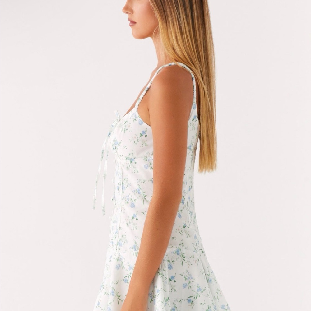 Peppermayo Floral Mini Dress - White and Blue - Picture 2 of 3